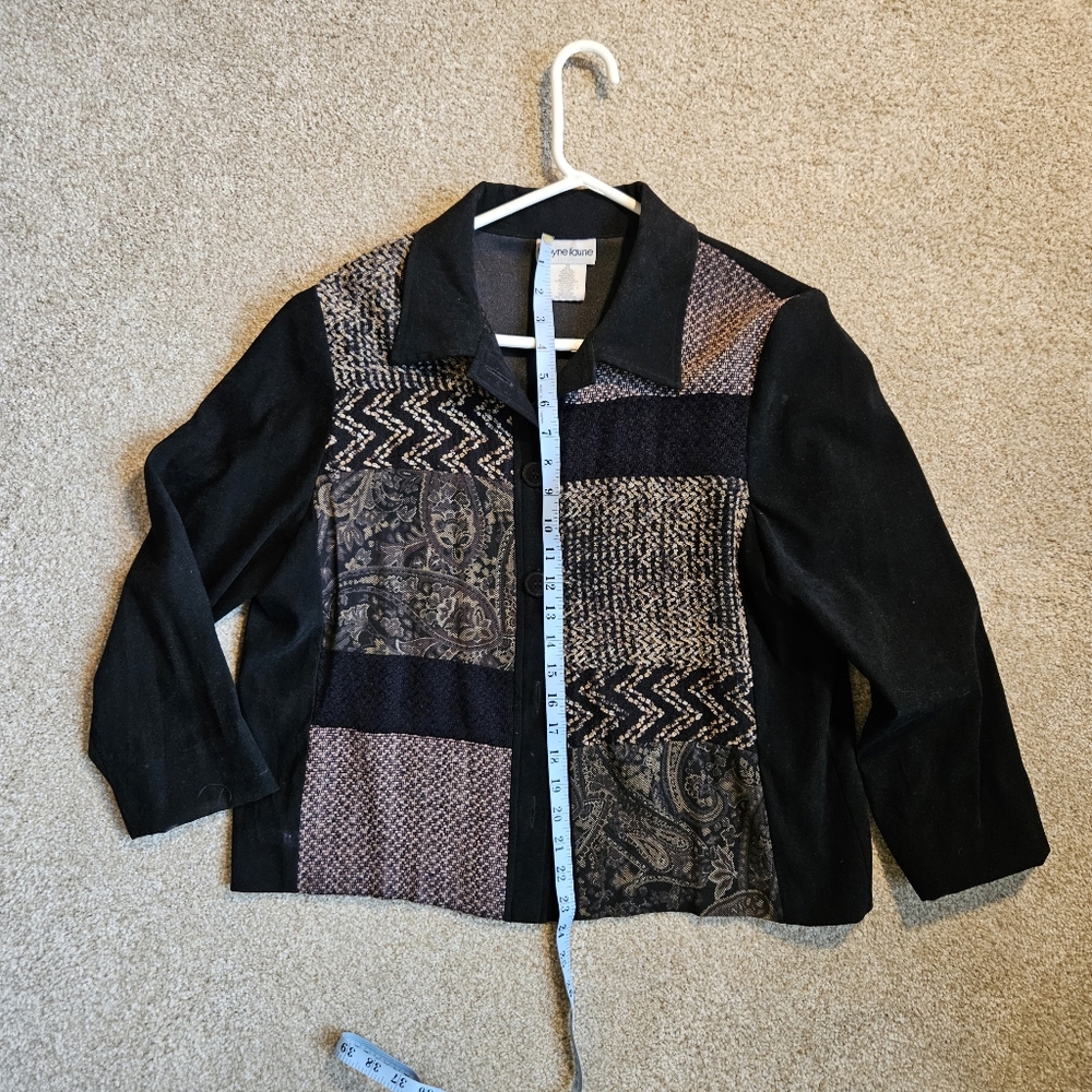 Robyne Faune | Size 14P Women's | Black and Patchwork Button-Up Jacket - Picture 7 of 10